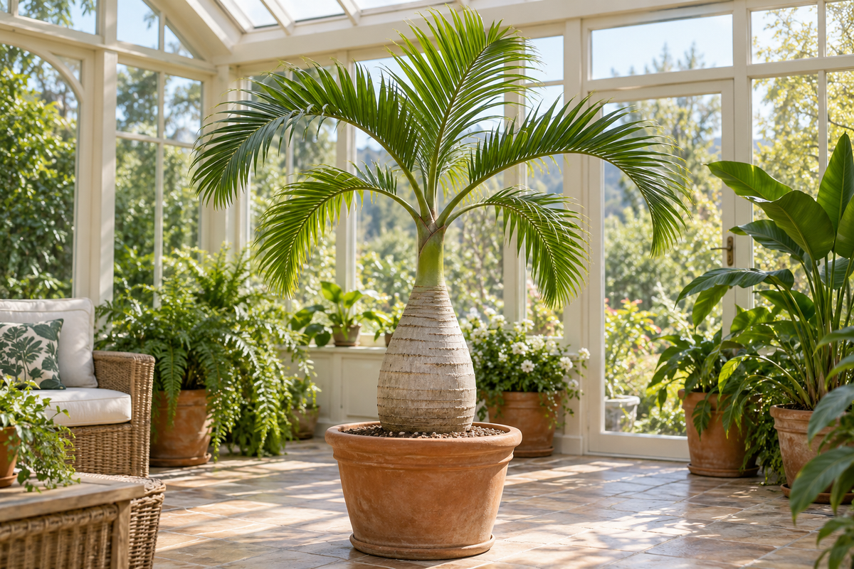 Hyophorbe lagenicaulis - Flessenpalm in pot