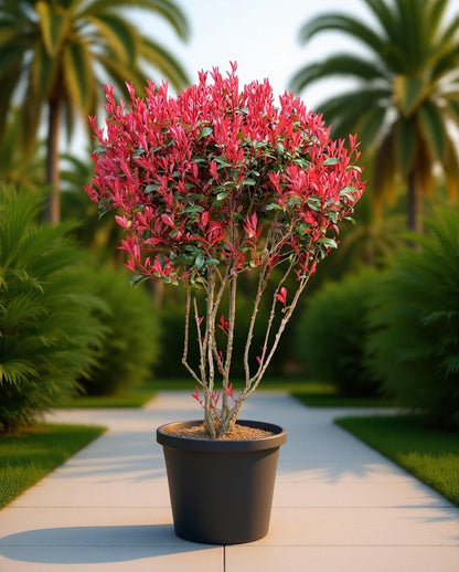 Photinia Compacta, colorful ornamental shrub 